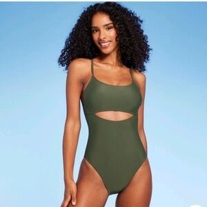 Women's Keyhole One Piece Swimsuit - Shade & Shore Dark Green